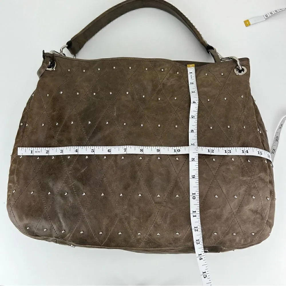 ABRO Hobo Taupe Leather Handbag Made in Italy